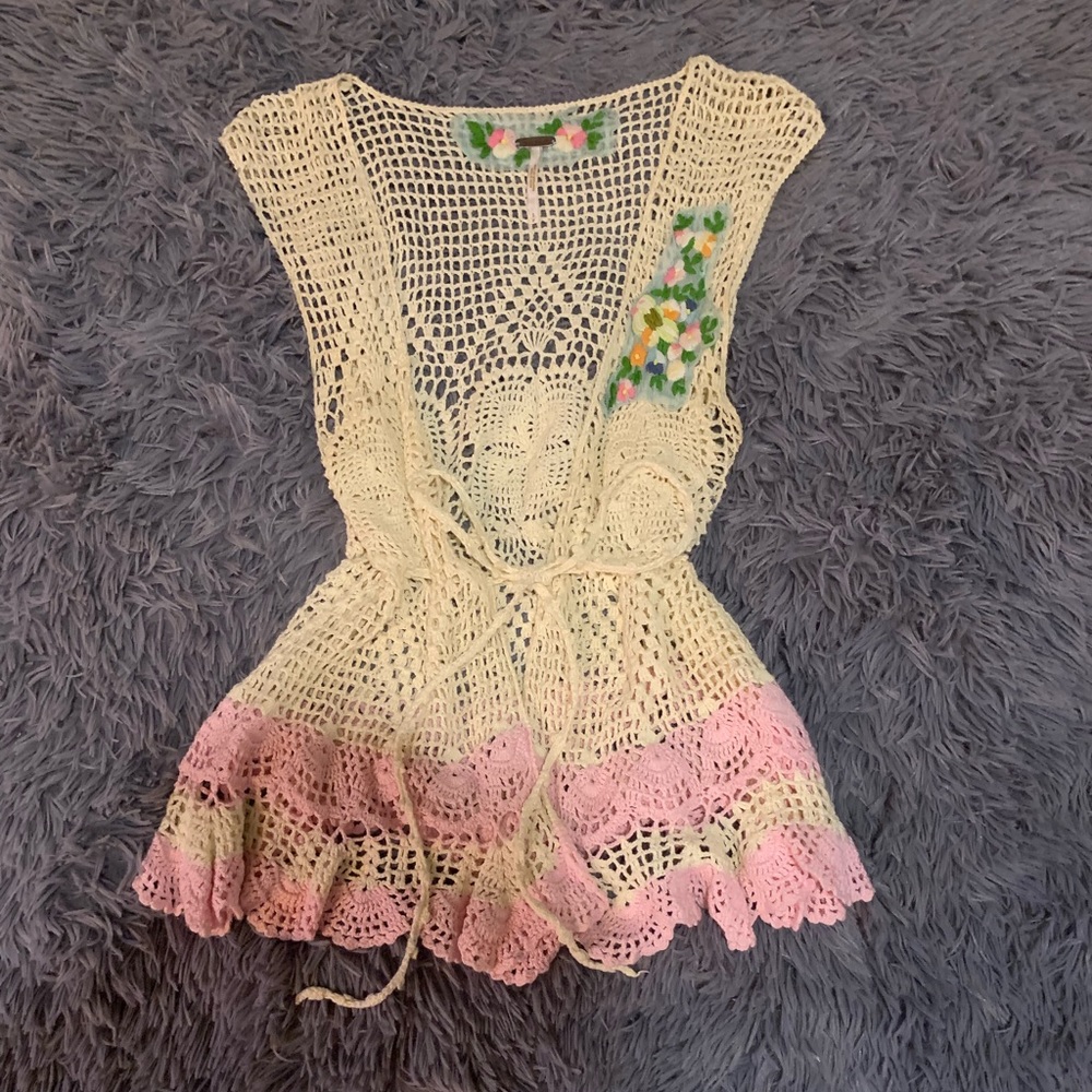 Free people brand crochet sweater